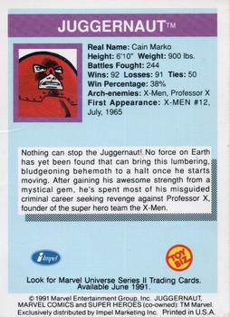 1991 Impel Marvel Universe II Toy Biz Promos #NNO Juggernaut Back