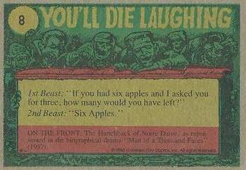 1980 Topps You'll Die Laughing Creature Feature #8 But Judge - I Was Only Doing 30! Back