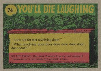 1980 Topps You'll Die Laughing Creature Feature #74 Just Where Does Your Tummy Hurt, Junior? Back