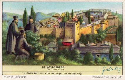 1956 Liebig De Athosberg (Places on Athos) (Dutch Text)  (F1650, S1651) #1 De Grote Lavra Front