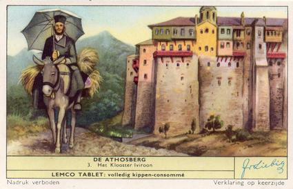 1956 Liebig De Athosberg (Places on Athos) (Dutch Text)  (F1650, S1651) #3 Het Klooster Iviroon Front