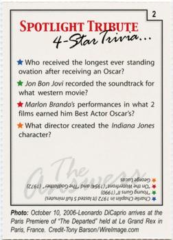 2007 Spotlight Tribute 4-Star Trivia #2 Leonardo DiCaprio Back