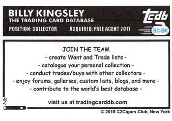 2018 C2Cigars TCDB Business Card #BC-BK Billy Kingsley Back