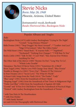 2018-20 J2 Cards Classic Rock #150 Stevie Nicks Back