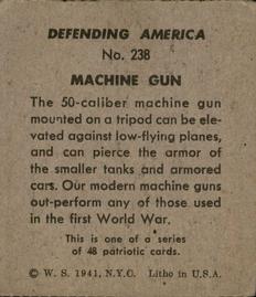 1941 W.S. Corp Defending America (R40) #238 Machine Gun Back
