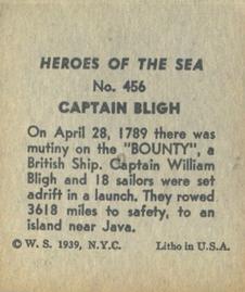 1939 W.S. Corp Heroes of the Sea (R67) #456 Capt. William Bligh Back