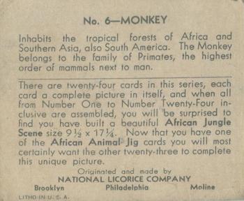 1935 National Licorice African Animal Jigs (R6) #6 Monkey Back