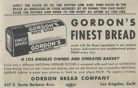 1944 Gordon's Bread National Defense (D59) #NNO Destroyer Back