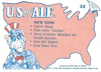 1987 Zoot U.S. of ALF #32 New York Back