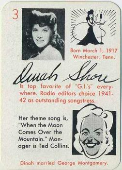 1945 Leister Autographs Card Game #3 Dinah Shore Front