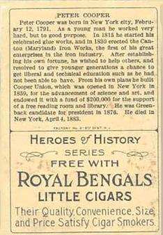1911 American Tobacco Company Heroes of History / Men of History (T68) - Royal Bengals, Factory No. 17 #NNO Peter Cooper Back