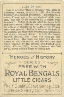 1911 American Tobacco Company Heroes of History / Men of History (T68) - Royal Bengals, Factory No. 17 #NNO Joan of Arc Back