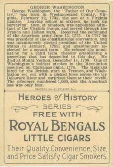 1911 American Tobacco Company Heroes of History / Men of History (T68) - Royal Bengals, Factory No. 17 #NNO George Washington Back
