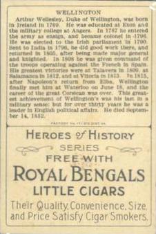 1911 American Tobacco Company Heroes of History / Men of History (T68) - Royal Bengals, Factory No. 17 #NNO Duke Of Wellington Back