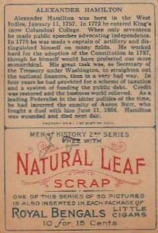 1911 American Tobacco Company Heroes of History / Men of History (T68) - Natural Leaf Scrap #NNO Alexander Hamilton Back