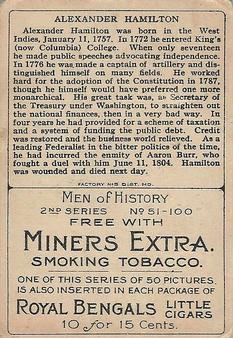 1911 American Tobacco Company Heroes of History / Men of History (T68) - Miners Extra #NNO Alexander Hamilton Back