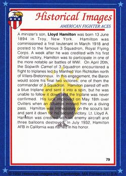 1992 Historical Images American Fighter Aces #79 Lt. Lloyd A. Hamilton, USAAS Back