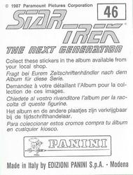1987 Panini Star Trek: The Next Generation Stickers #46 Troi and Picard confronted by Q (left half) Back