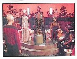 1987 Panini Star Trek: The Next Generation Stickers #68 Picard meeting with Lutan, his wife Yareena, Yar and Hagon Front