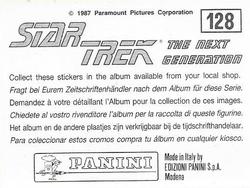 1987 Panini Star Trek: The Next Generation Stickers #128 Enterprise with galaxies in background Back