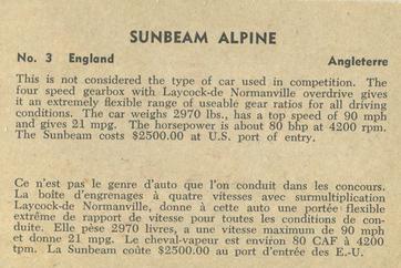 1956 Parkhurst Sports Cars (V339-14) #3 Sumbeam Alpine Back