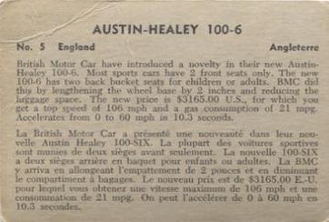 1956 Parkhurst Sports Cars (V339-14) #5 Austin-Healey 100 Back