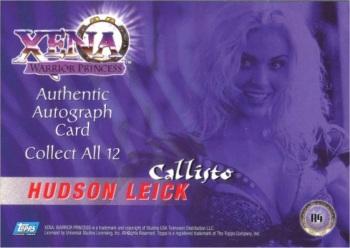 1998 Topps Xena: Warrior Princess Series II - Autographs #A4 Hudson Leick Back