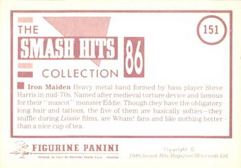 1986 Panini Smash Hits Stickers #151 Iron Maiden Back