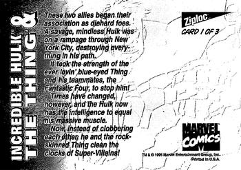 1995 Ziploc Marvel Team-Ups #1 The Incredible Hulk & The Thing Back