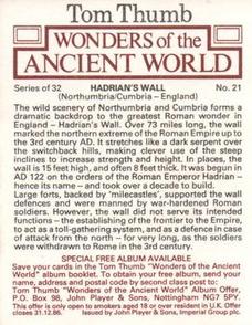 1984 Player's Tom Thumb Wonders of the Ancient World #21 Hadrian's Wall Back