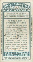 1910 Wills's Aviation #1 “Flying Ship” of Francesco de Lana Back