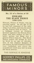 1936 Godfrey Phillips Famous Minors #23 Edward The Black Prince Back