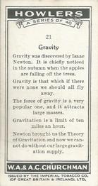 1937 Churchman's Howlers #21 Gravity Back