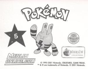 2001 Merlin Pokemon Stickers #5 Chikorita Back