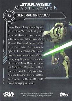 2019 Topps Star Wars Masterwork #72 General Grievous Back