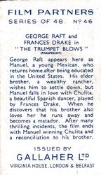 1935 Gallaher Film Partners #46 George Raft / Frances Drake Back