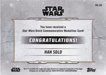 2019 Topps Chrome Star Wars Legacy - Droid Commemorative Medallion Relic Refractor Blue #DC-2H Han Solo / 2-1B Back