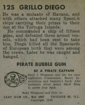 1948 Leaf Pirates #125 Diego Grillo Back