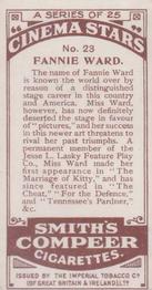 1920 F. & J. Smith's Cinema Stars #23 Fannie Ward Back