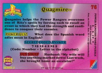 1994 Collect-A-Card Mighty Morphin Power Rangers (Hobby) - Powerfoil #76 Quagmire Back