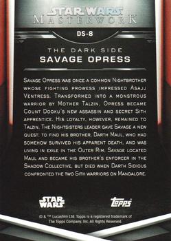 2019 Topps Star Wars Masterwork - The Dark Side #DS-8 Savage Opress Back