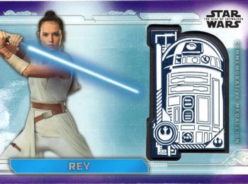 2019 Topps Star Wars: The Rise of Skywalker - Commemorative Medallions Purple #MC-RR Rey / R2-D2 Front