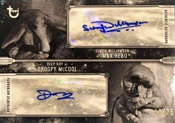 2020 Topps Star Wars Return of the Jedi Black & White - Dual Autographs #DA-WR Simon Williamson as Max Rebo / Deep Roy as Droopy McCool Front