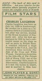 1934 Player's Film Stars #30 Charles Laughton Back
