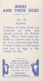 1958 Swettenhams Tea Birds and Their Eggs #18 Puffin Back