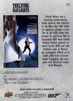 2021 Upper Deck James Bond Villains & Henchmen #52 General Georgi Koskov Back