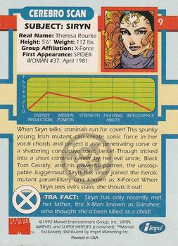 1992 Impel The Uncanny X-Men - Toy Biz #9 Siryn Back