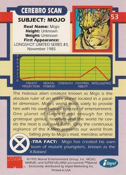 1992 Impel The Uncanny X-Men - Toy Biz #53 Mojo Back