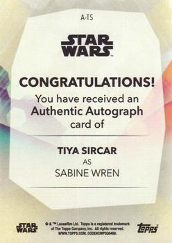 2020 Topps Women of Star Wars - Autographs #A-TS Tiya Sircar Back