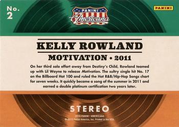 2015 Panini Americana - Certified Singles Silver #2 Kelly Rowland Back